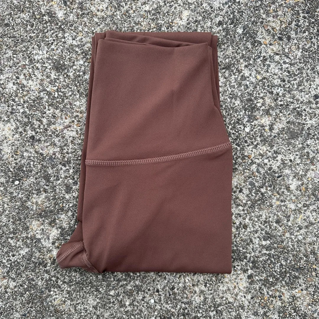 Solid Color High Waist Leggings with Pocket
