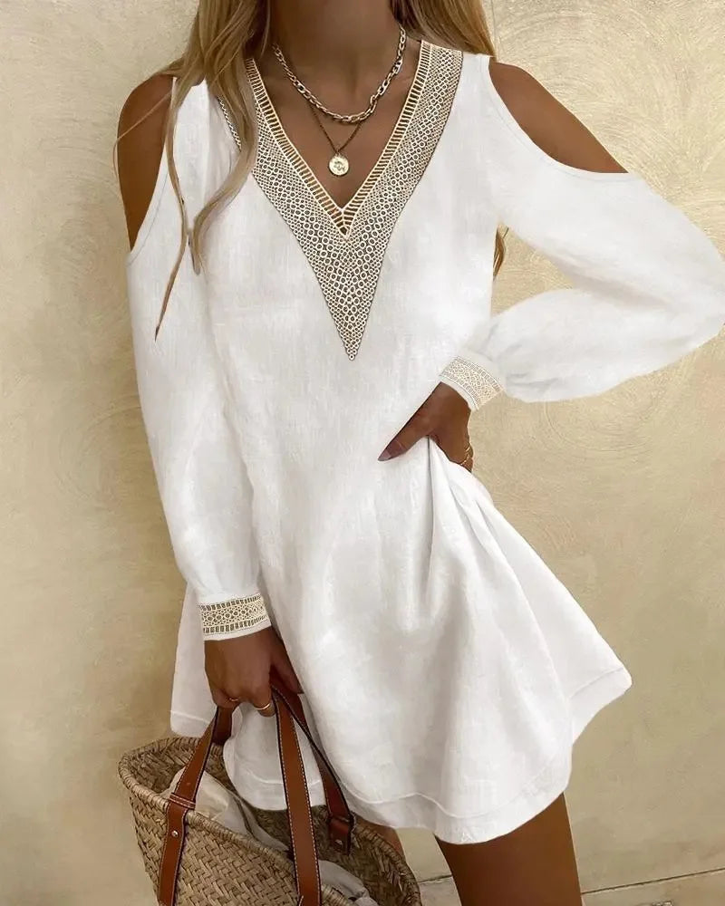 Off-the-shoulder Short V-neck Dress