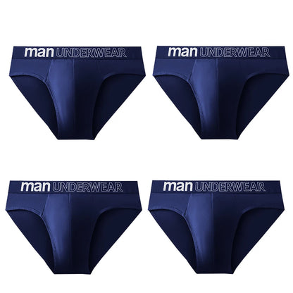 4-Pack Men's Breathable Elastic Briefs - Letter Print Waistband Underwear