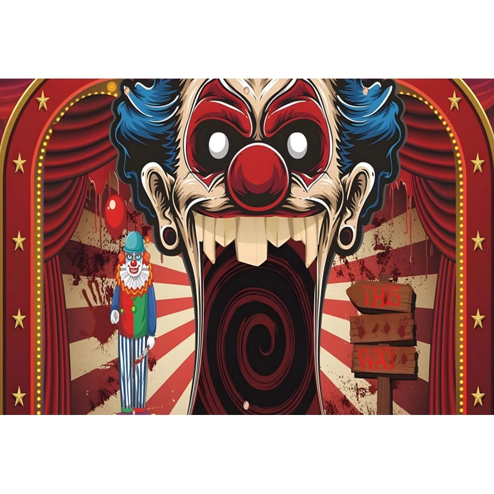 Haunted Carnival Halloween Backdrop - Spooky Circus Photography Prop