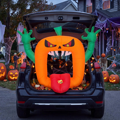 6FT Halloween Inflatable Pumpkin Trunk Or Treat Car Decoration With LED Lights