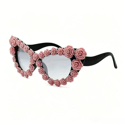 Gothic 3D Rose Cat Eye Sunglasses