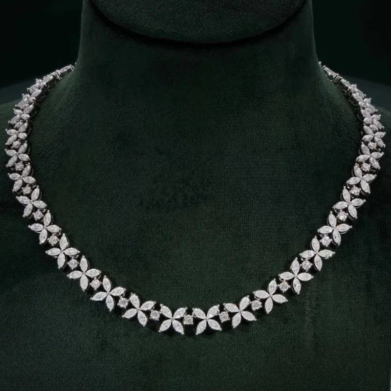 19.4CTW Marquise & Round Lab Grown Diamond Statement Pendant Necklace (14K White Gold / Platinum)