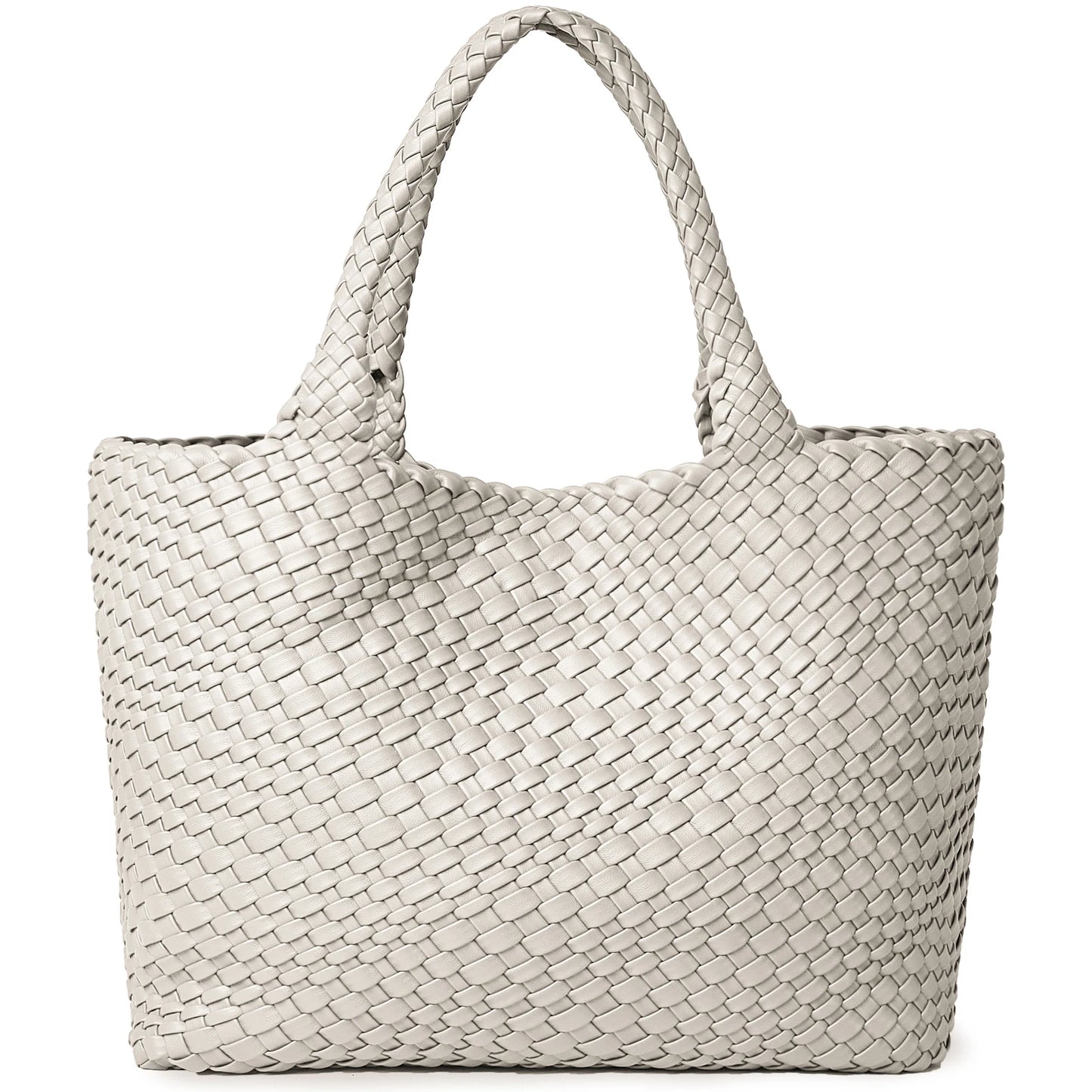 Large Woven Leather Tote Bag & Clutch Set