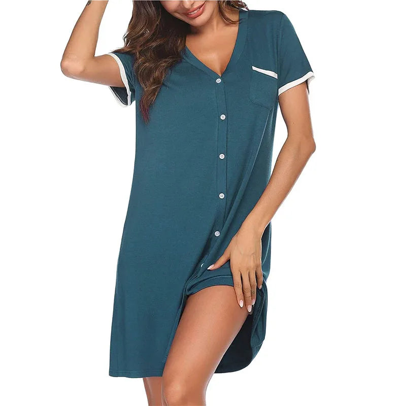 Women's Summer Casual Swing T-Shirt Dress - Loose Fit Beach Cover-Up Mini Dress with Pockets