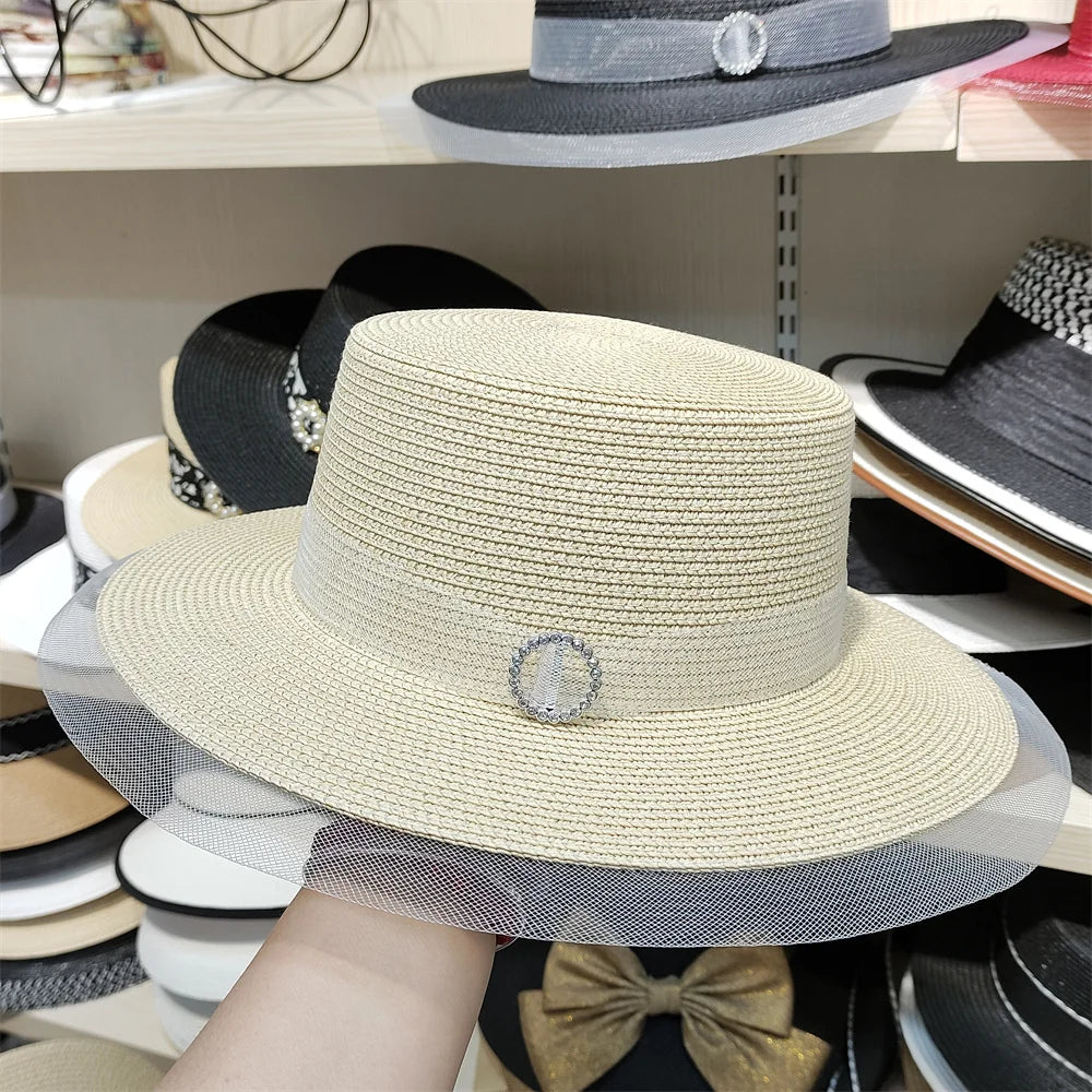 Woolen Rhinestone Solid Color Basin Hat