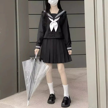GOHYPDUG Women's Japanese Sailor Suit JK Uniform – Classic High School Academy 2-Piece Set