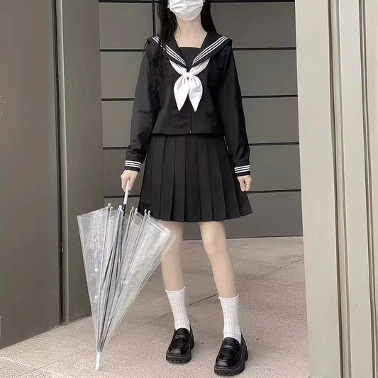 GOHYPDUG Women's Japanese Sailor Suit JK Uniform – Classic High School Academy 2-Piece Set