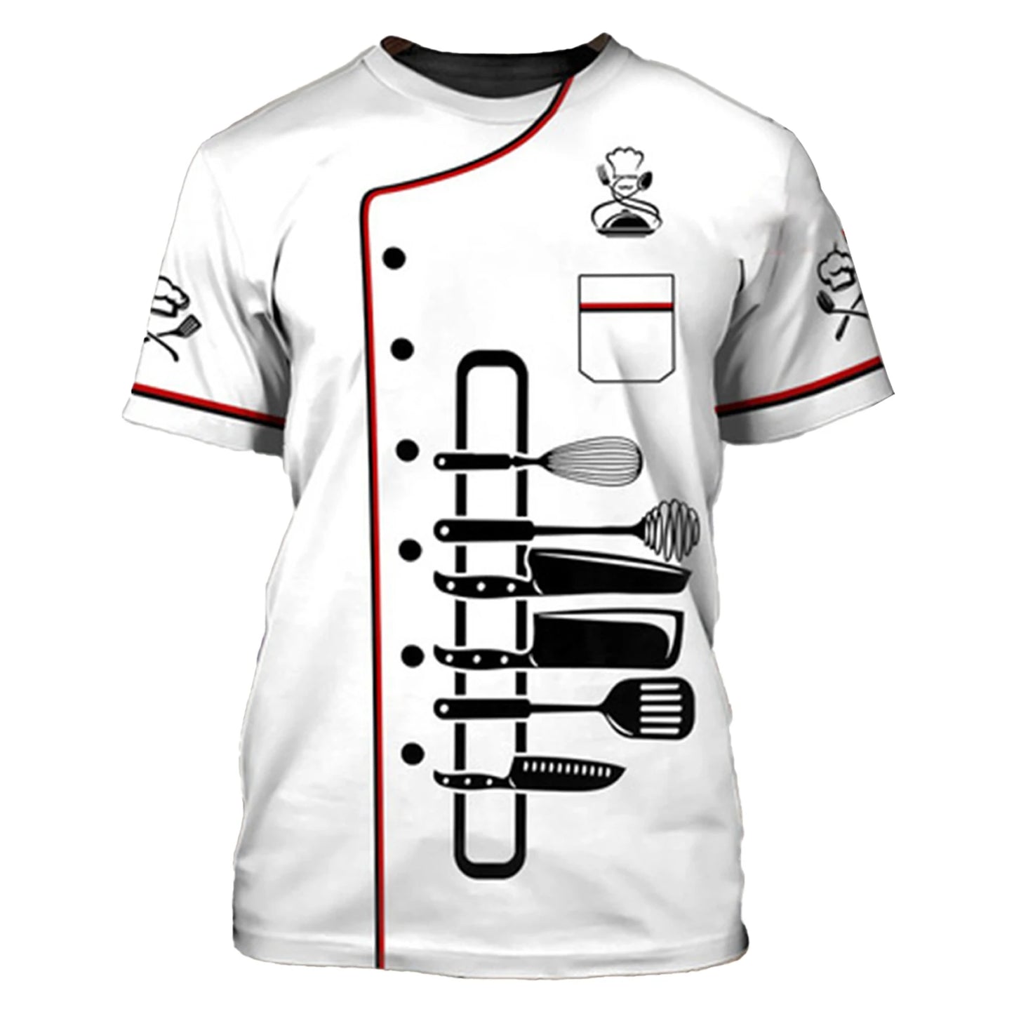 Short Sleeve 3D Print Chef Uniform