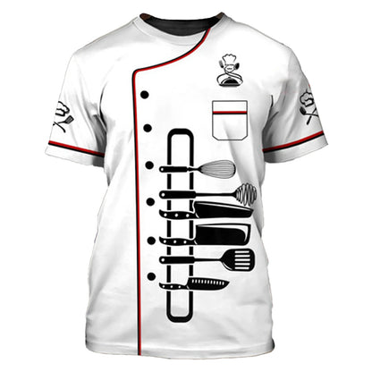 Short Sleeve 3D Print Chef Uniform