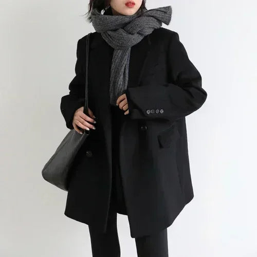 CHIC VEN Women's Elegant Mid-Long Wool Blend Overcoat