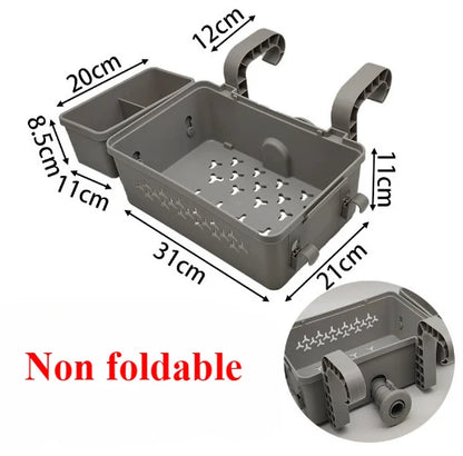 Poolside Storage Basket with Built-In Cup Holders for Above-Ground Pools