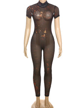 Colorful Print See-Through Jumpsuit