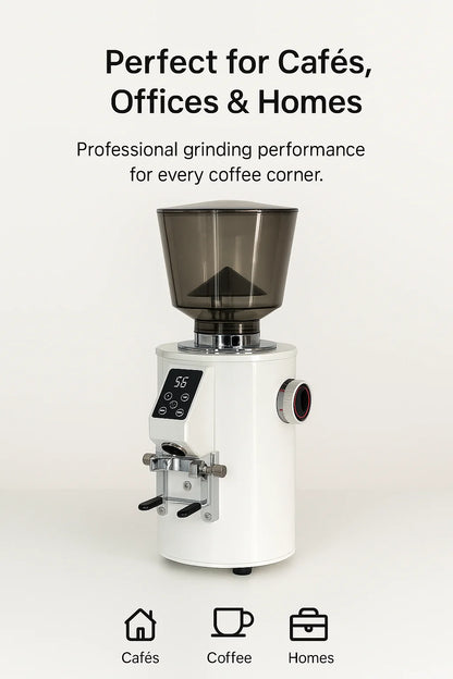 CAFOVO K-64S Electric Commercial 64mm Flat Burr Coffee Grinder 500g Hopper Anti-Static