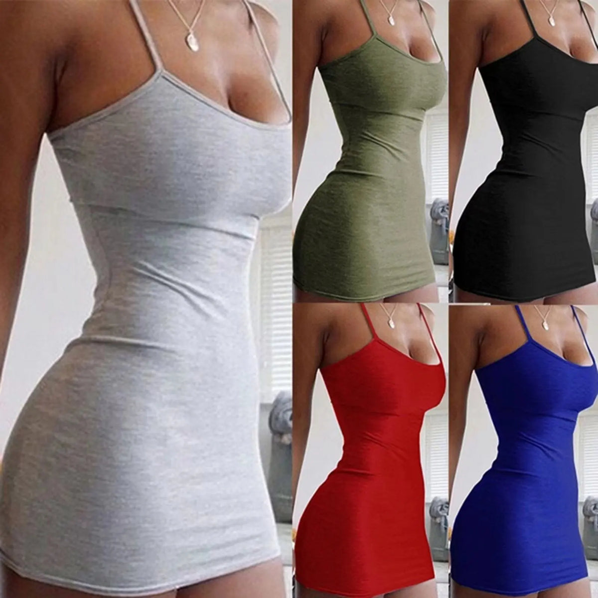Women's Spaghetti Strap Mini Bodycon Sundress