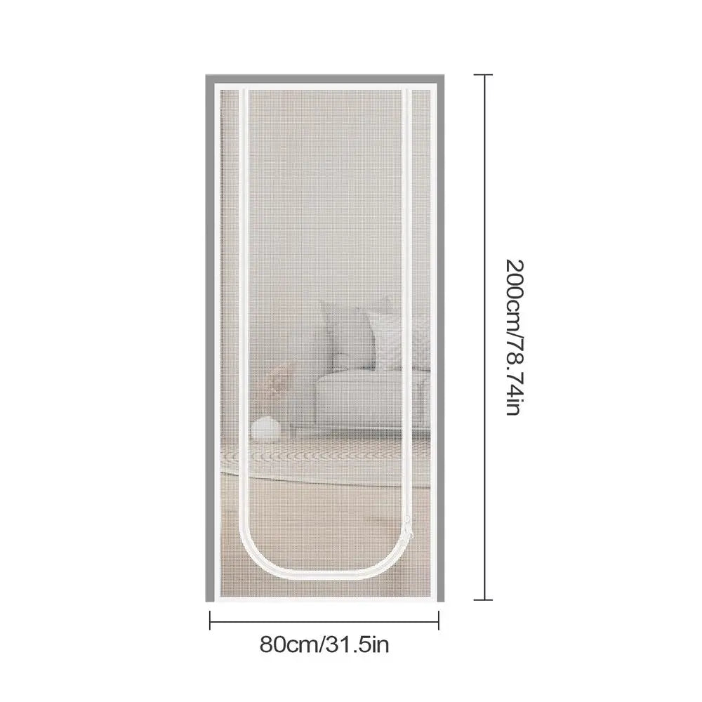Mesh Pet Screen Door with Double Zipper Closure