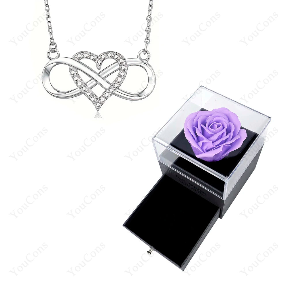 Luxury Heart Pendant Necklace with Rose Gift Box