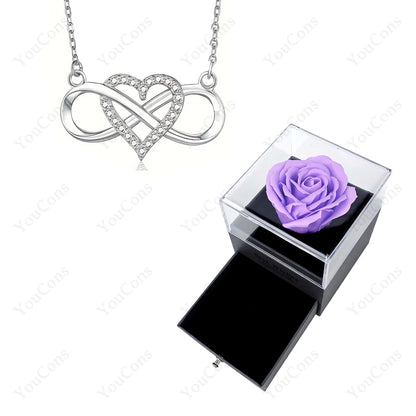 Luxury Heart Pendant Necklace with Rose Gift Box