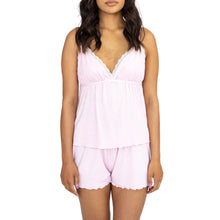 Casual Two Piece Sleeveless V Neck Lace Trim Cami Tank Tops and Shorts Set