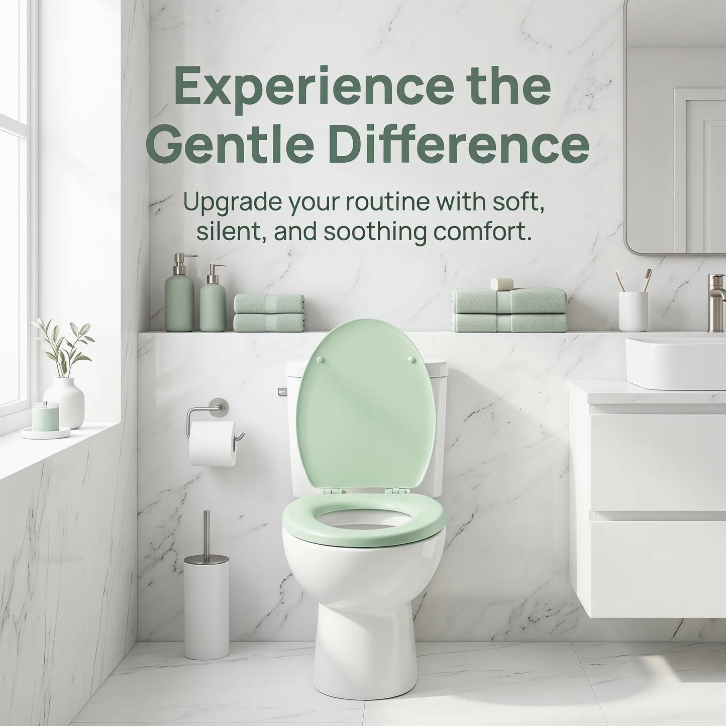 Soft Close Oval Toilet Seat Light Green Noise Free