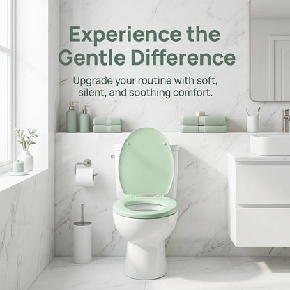 Soft Close Oval Toilet Seat Light Green Noise Free