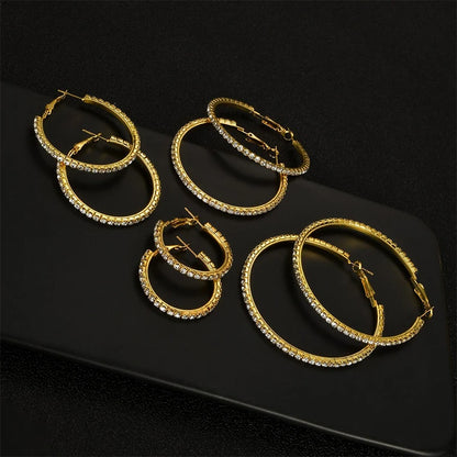 Large Crystal Rhinestone Hoop Earrings – Sparkling Statement Circle Jewelry