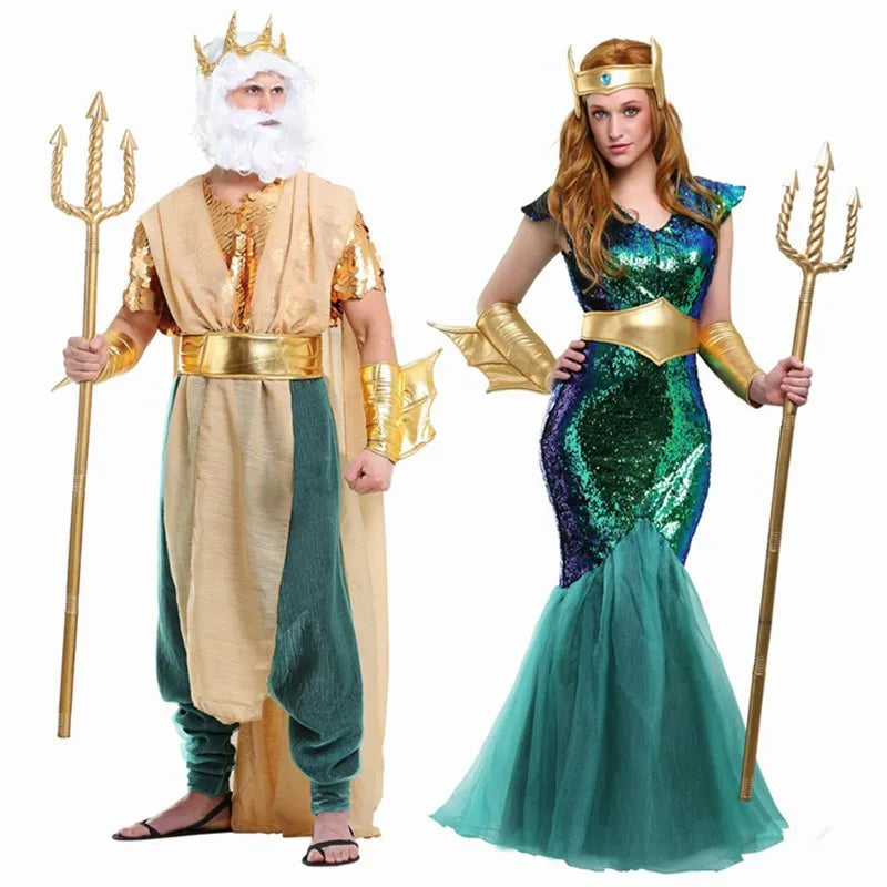 Ocean God & Sea Queen Couples Costume Set
