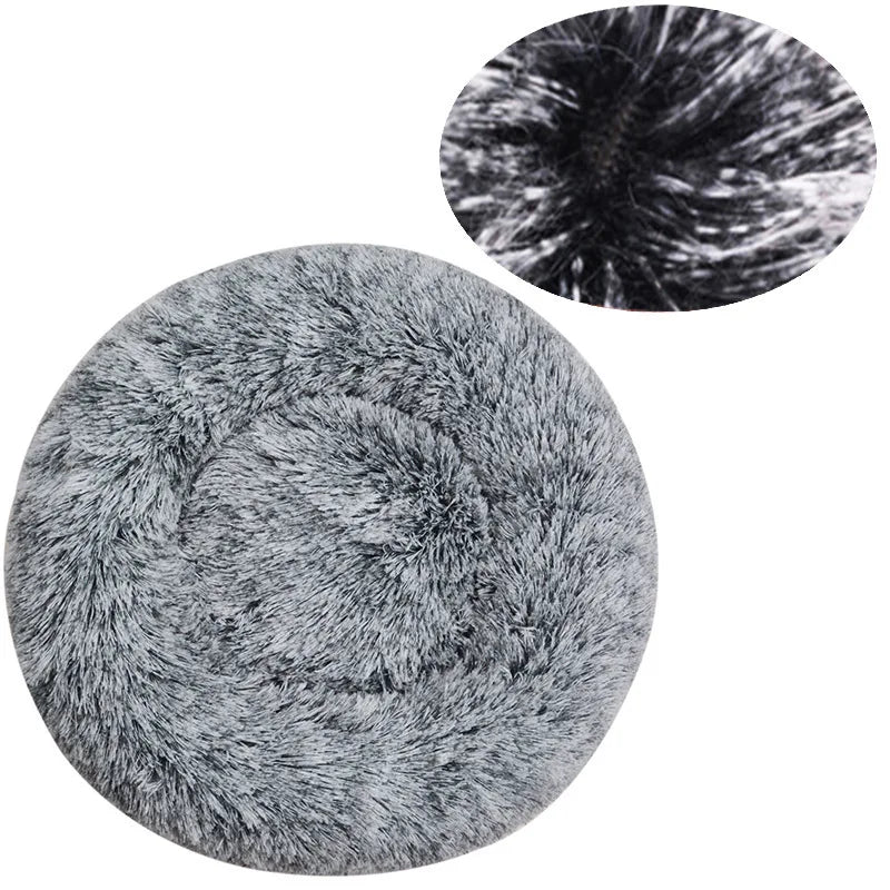 Round Warm Plush Washable Pet Bed