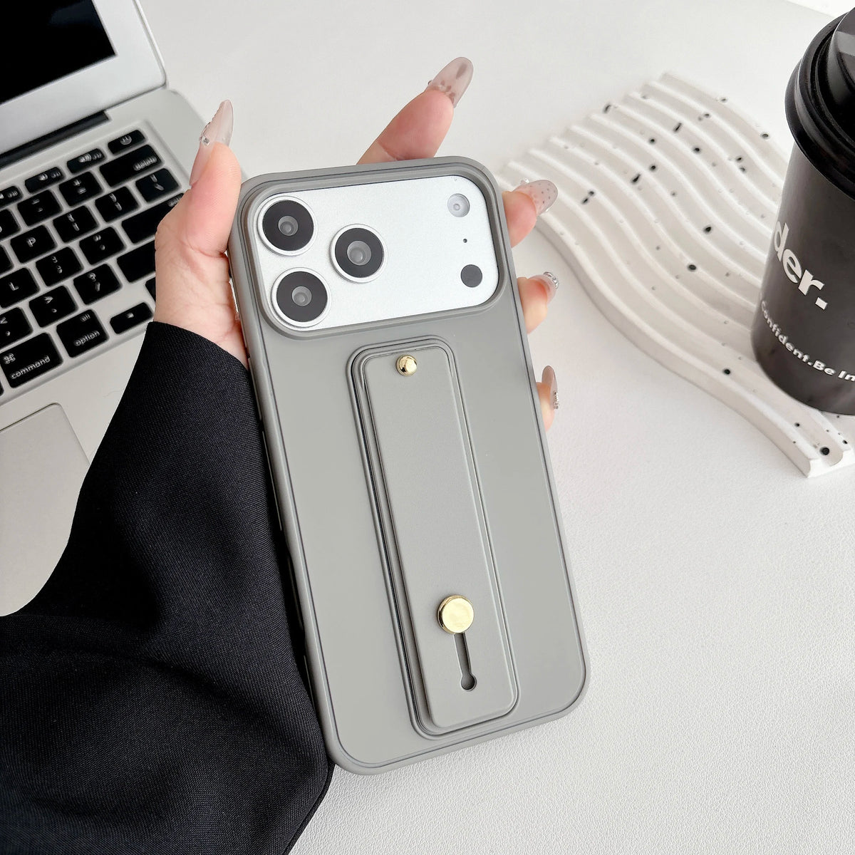 Luxury Business Wrist Strap Phone Case with Kickstand