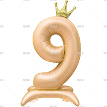 42" Colored Number Stand Foil Balloons with Crown Figures