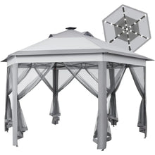 13×13 Pop-Up Patio Gazebo Tent W/Mesh Netting Sides & 25 Solar LED Lights