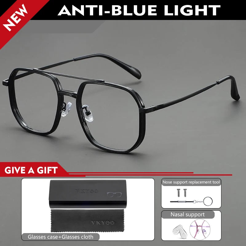 Retro Aviator Anti-Blue Light Glasses with Custom Reading Lenses