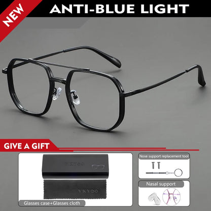 Retro Aviator Anti-Blue Light Glasses with Custom Reading Lenses