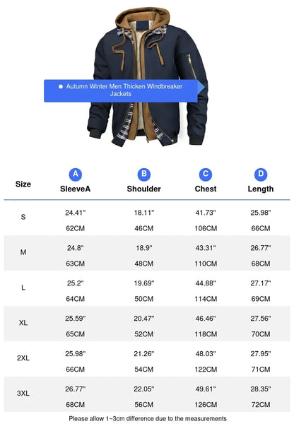 Men's Thermal Hooded Windbreaker Jacket