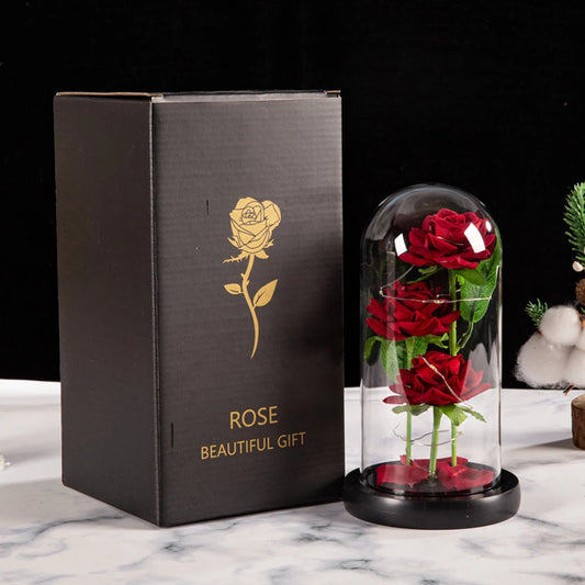 LED Galaxy Three Rose Artificial Flowers Gift without Battery