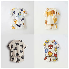 2 Piece Cartoon Print T-shirt and Shorts Set
