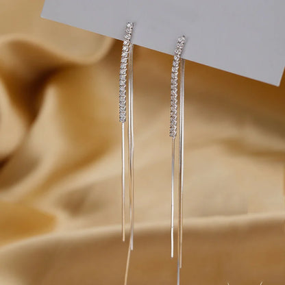 Long Crystal Tassel Earrings For Women