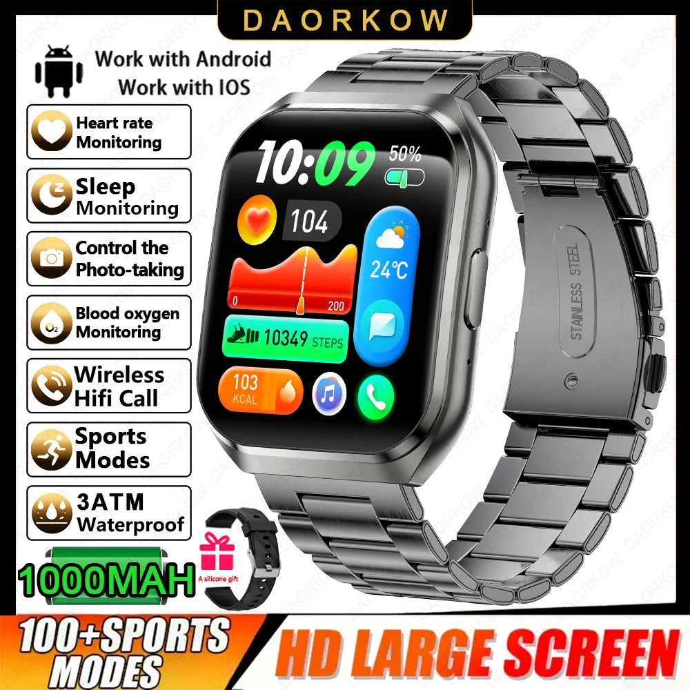 Men's Outdoor Rugged Smartwatch with 1000mAh Battery (IP68 Waterproof)