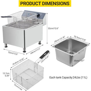 11L Stainless Steel Deep Fryer with Basket