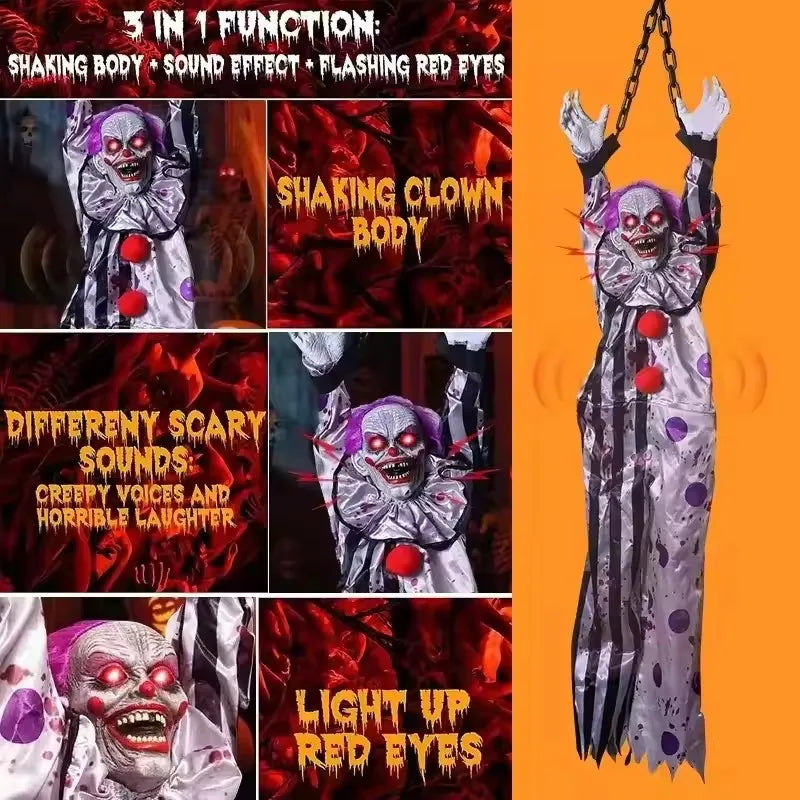 Animated Hanging Electric Clown Halloween Animatronic