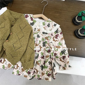 Infant Baby Girls Floral Dress and Soft Cardigan Set