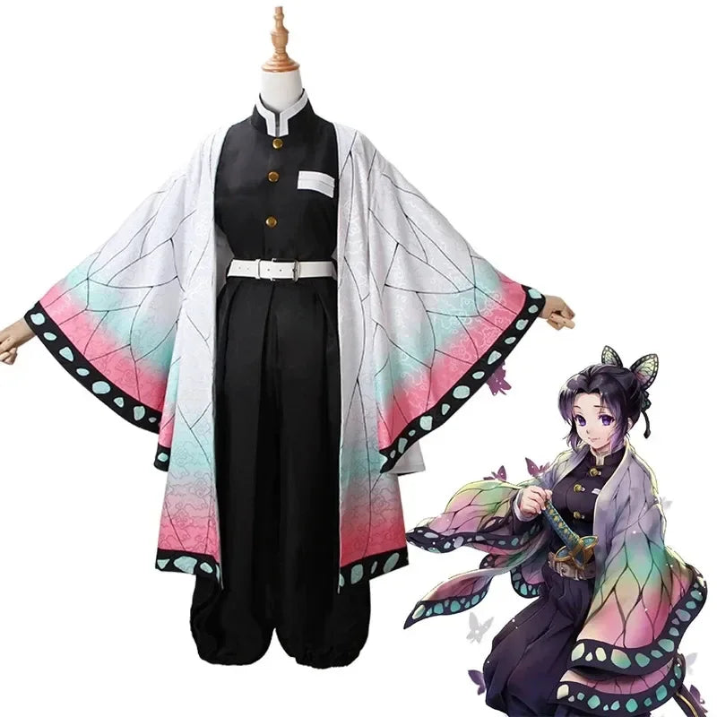 Anime Demon Slayer Kochou Shinobu Cosplay Costume Set – Insect Hashira Uniform & Kimono