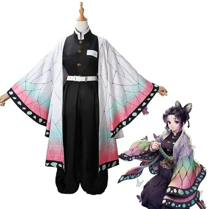 Anime Demon Slayer Kochou Shinobu Cosplay Costume Set – Insect Hashira Uniform & Kimono