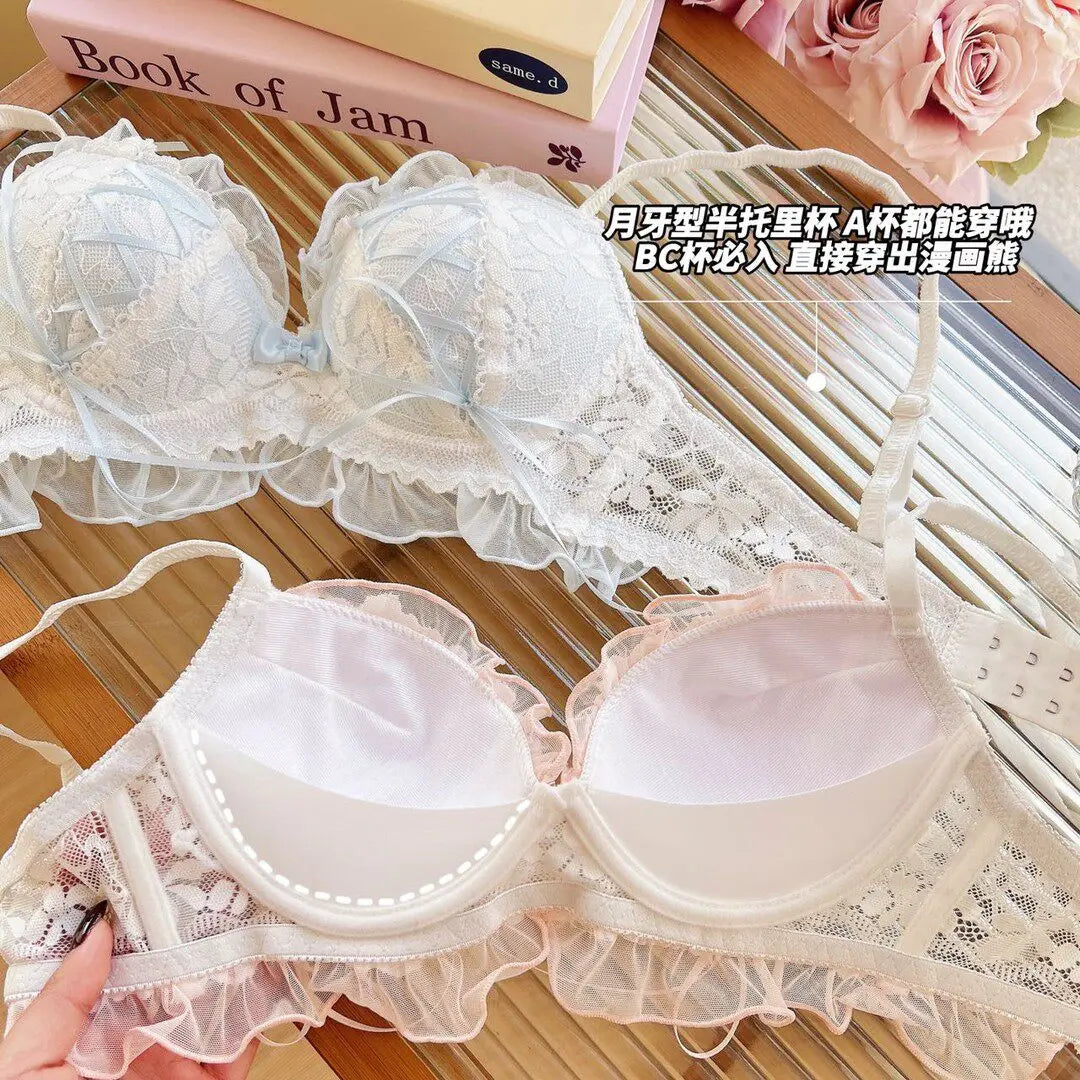 YEMOMO  French Butterfly Knot Lace Bra Set