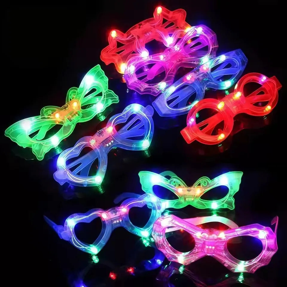 6-Pack LED Light-Up Party Glasses with Flashing Glow Shapes for Halloween & Birthdays