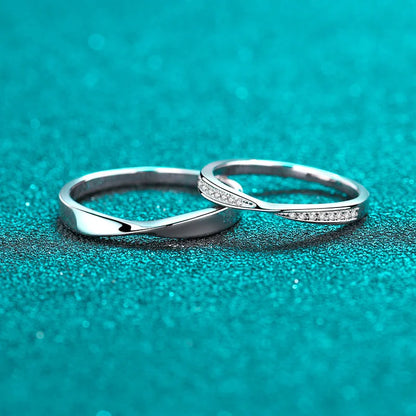 Gorgeous Couples Ring Set with Moissanite Cluster