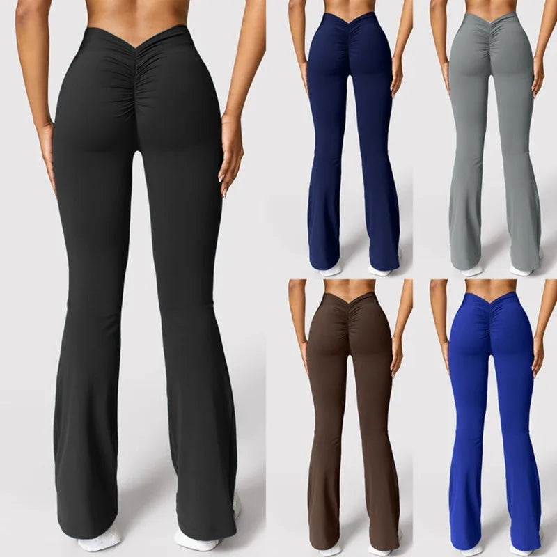 Flare Leg V-Cut High Waist Leggings