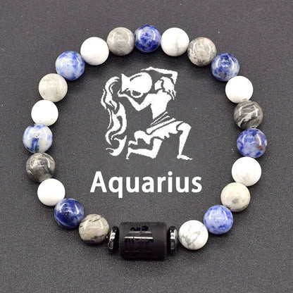 12 Zodiac Sign Natural Bead Bracelet for Men & Women