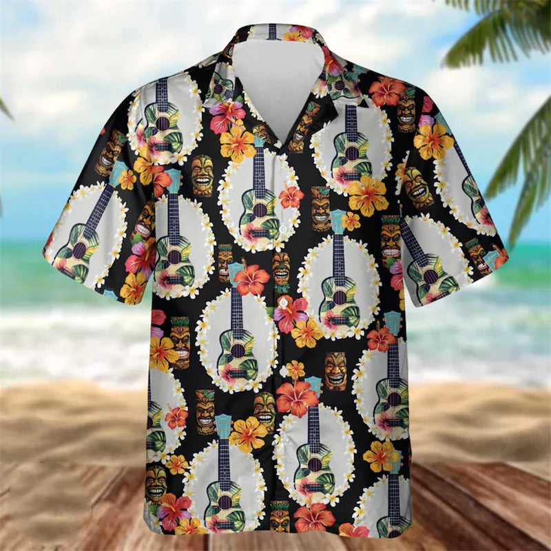 Men's Electric Guitar Graphic Hawaiian Shirt