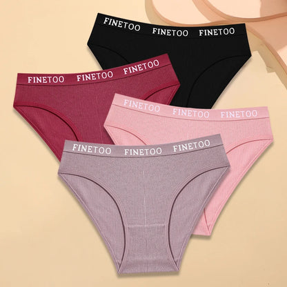 FINETOO 4Pcs Cotton Breathable Panties
